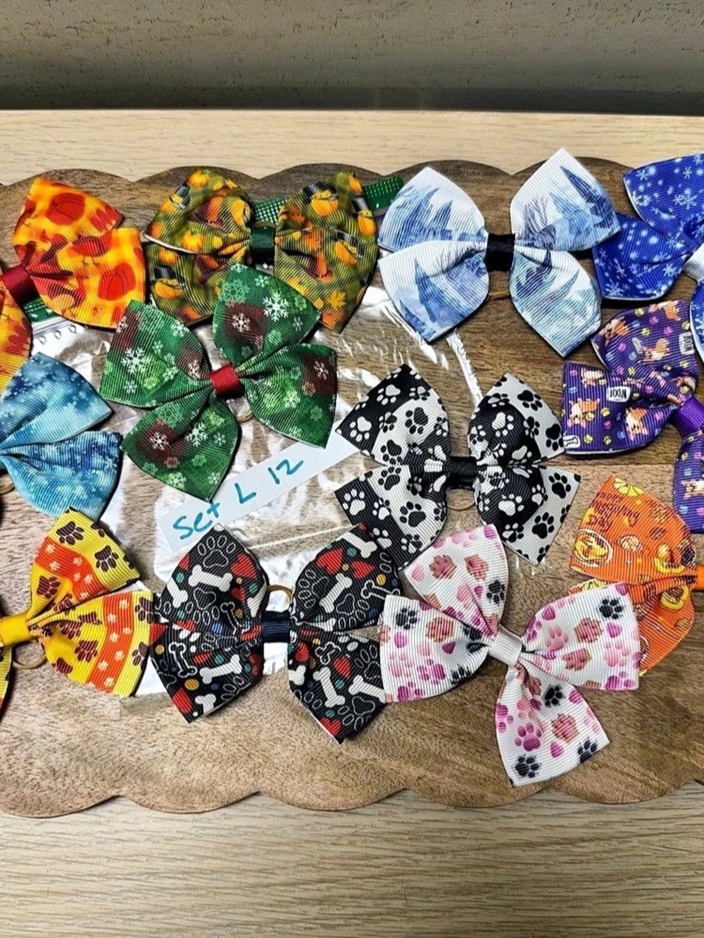 Dog Multicolor Floral Hair Bow Set L